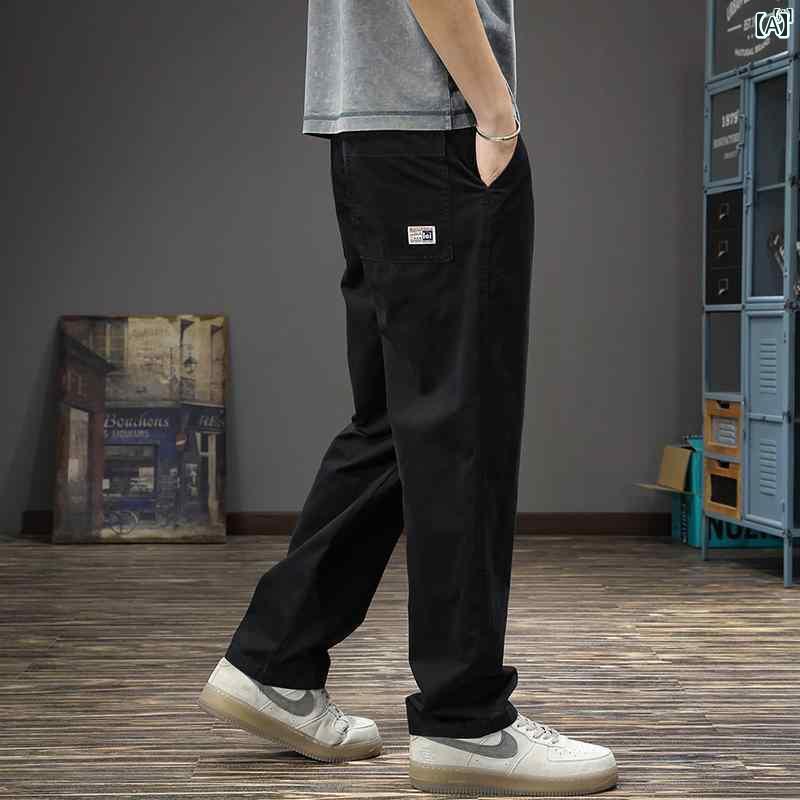 メンズ 男性 ファッション 韓国 オシャレ たり 大歳ストリート 春 レトロ ウォッシュ カジュアル パンツ たり 大きいサイズ 快適 ワイド レッグ コットン ストレート フロアレングス