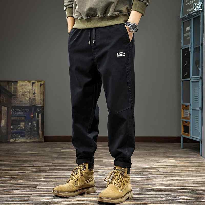メンズ　男性 ファッション 韓国 オシャレ たり 大歳ストリート 秋 快適 カジュアル パンツ テーパードパンツ 春秋 アメリカン レトロ 刺繍 ストレート