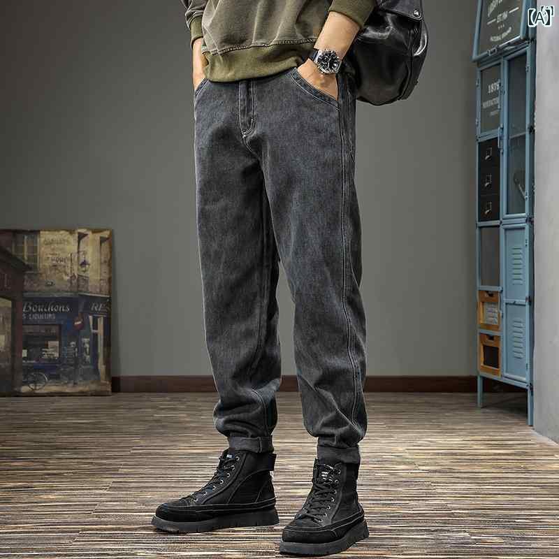 メンズ ファッション オシャレ 男性 大歳ストリート アメリカン レトロ ウォッシュ テーパード カジュアル パンツ 男性用 秋 ヘビー コットン 大きいサイズ ストレート