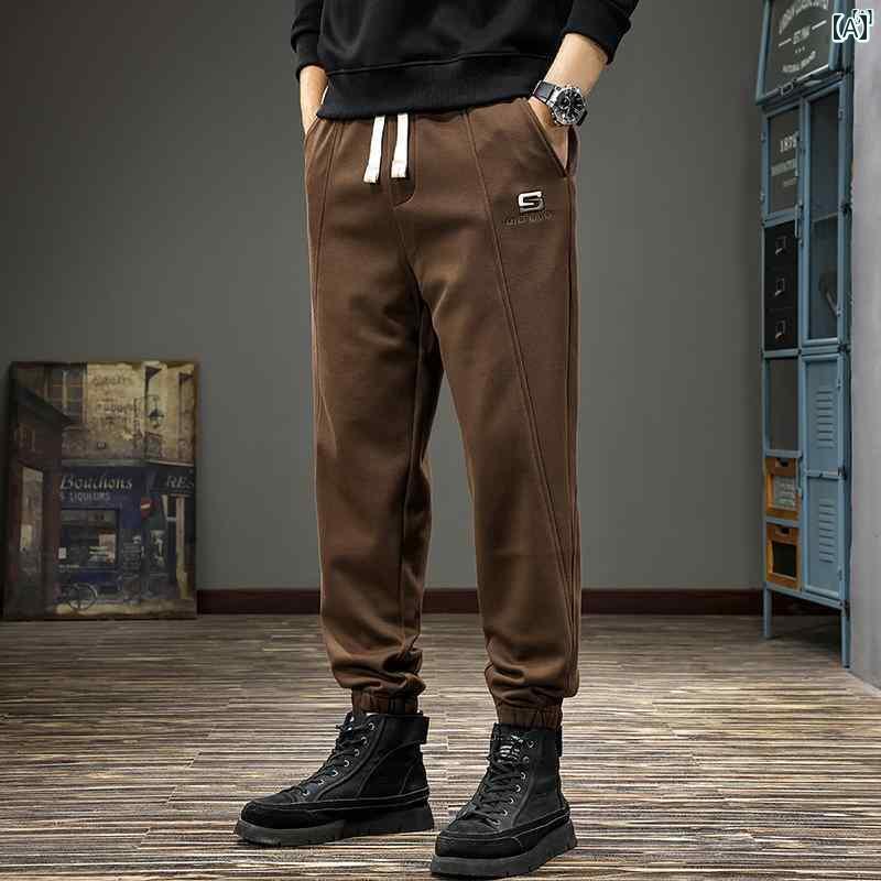 メンズ　ファッション　オシャレ　男性　大歳ストリート 秋 文字 刺繍 スプライシング スウェットパンツ メンズ アメリカン スポーツ カジュアル パンツ 耐久性