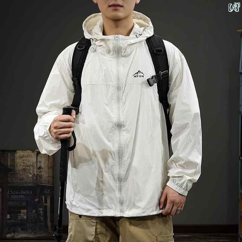 メンズ　ファッション　オシャレ　男性　大歳ストリート アメリカ アウトドア UPF 50 フード付き メンズ 日焼け防止 服 夏 薄手 氷 冷感 たり 通気性 釣り ジャケット