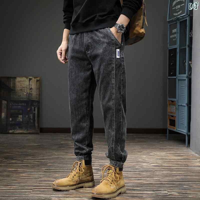 メンズ　ファッション　オシャレ　男性　大歳ストリート 秋 アメリカン ストリート ジーンズ メンズ 古風 ウォッシュ レギンス パンツ 春 カジュアル