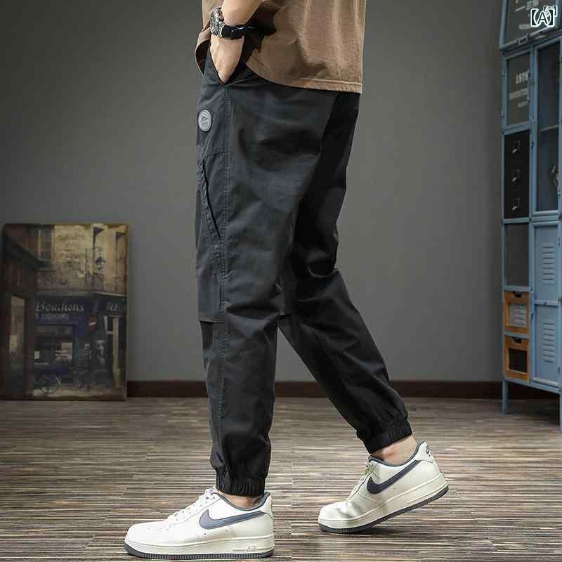 メンズ　ファッション　オシャレ　男性　大歳ストリート 秋 コットン スプライシング メンズカジュアル パンツ テーパード レギンス アメリカ ワークウェア 空挺 部隊