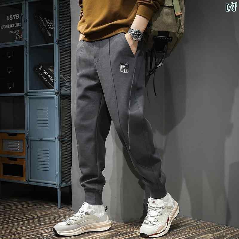 メンズ ファッション オシャレ 男性 大歳ストリート 秋 男性用 アメリカン レトロ スプライシング レッグ カジュアル パンツ ヘビー スポーツ
