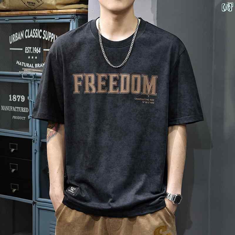 メンズ　ファッション　オシャレ　男性　大歳ストリート 夏 ウォッシュ 半袖 Tシャツ メンズ アメリカン レトロ 五分袖