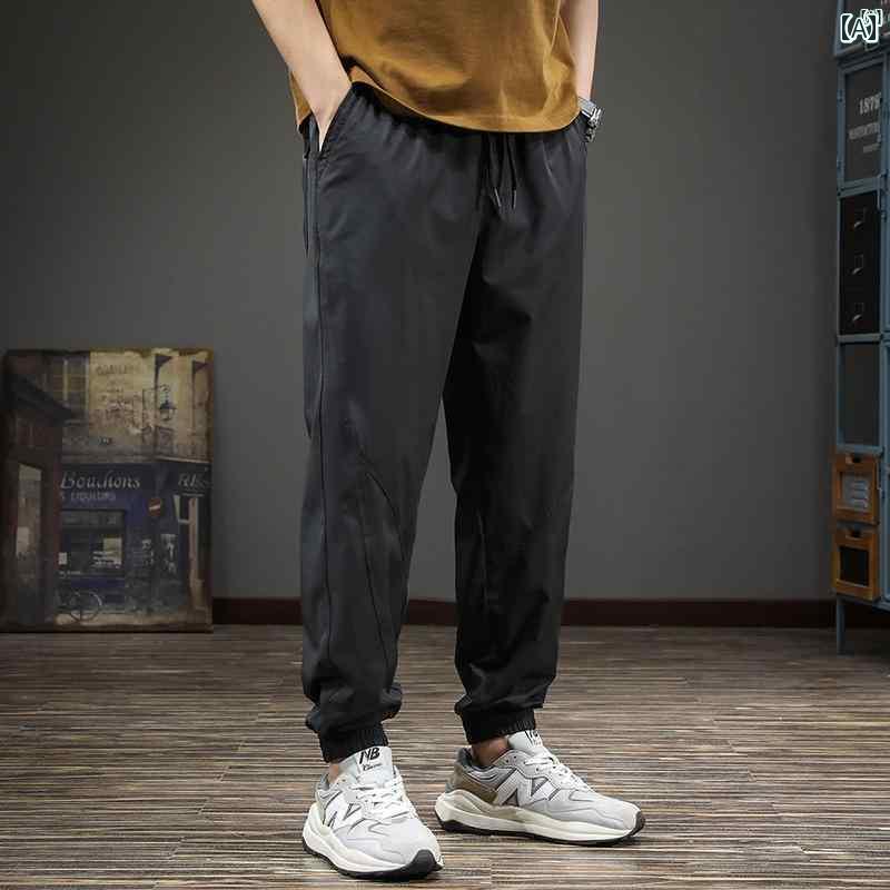 メンズ　ファッション　オシャレ　男性　大歳ストリート 夏 速乾 冷感 メンズカジュアル パンツ アメリカ 薄手 耐久性 ウエスト レギンス