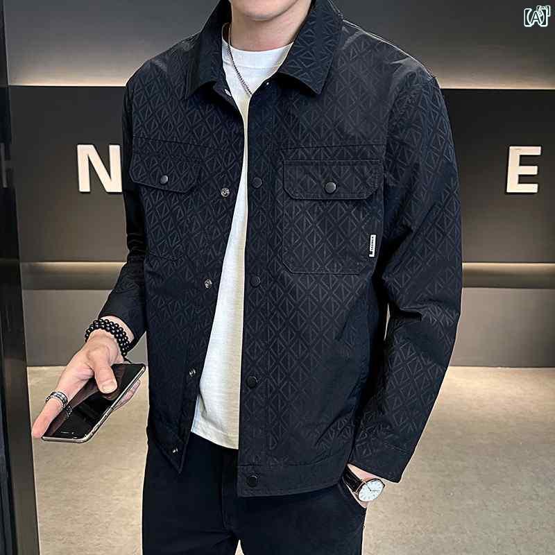 メンズ　ファッション　韓国ファッション　オシャレ　カジュアル　男性用　大歳 秋 ハイエンド ジャケット メンズ スリム フィットライト大歳 メンズシャツ 薄手 15,991円