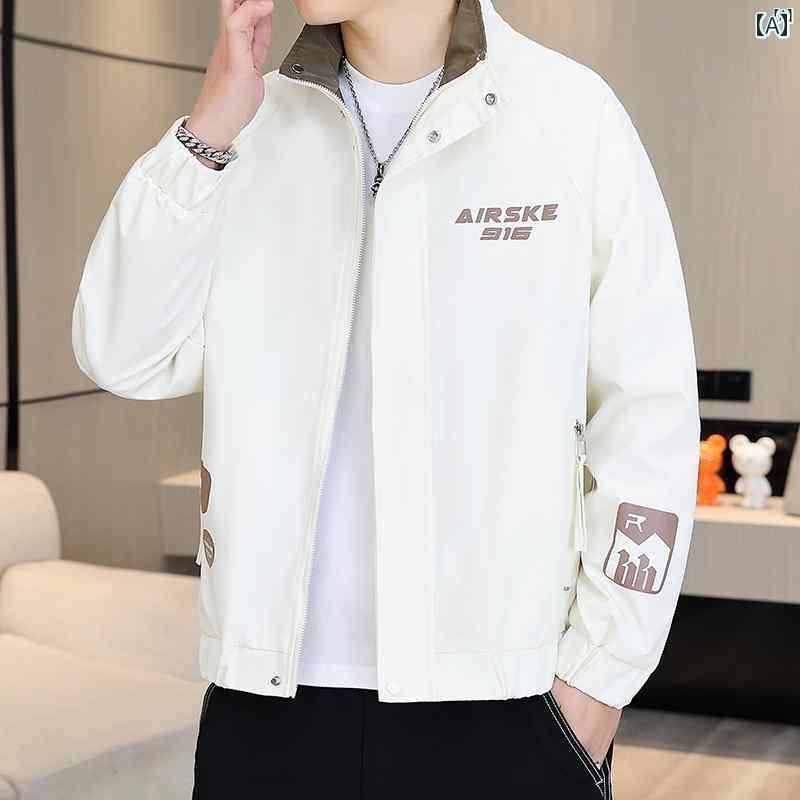 メンズ　ファッション　韓国ファッション　オシャレ　カジュアル　男性用　大歳 ジャケット メンズ 春秋 スタンドカラーワーク メンズショート 快適 カジュアル