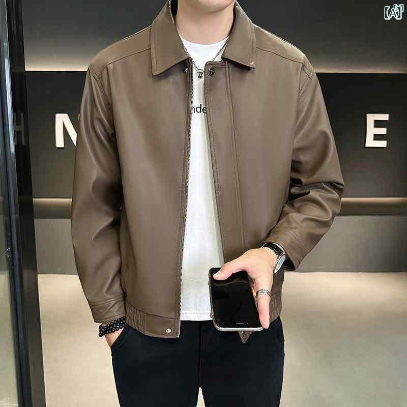 メンズ　ファッション　韓国ファッション　オシャレ　カジュアル　男性用　大歳 レザー ジャケット メンズ 春秋 ハイエンド PU トップ バイク