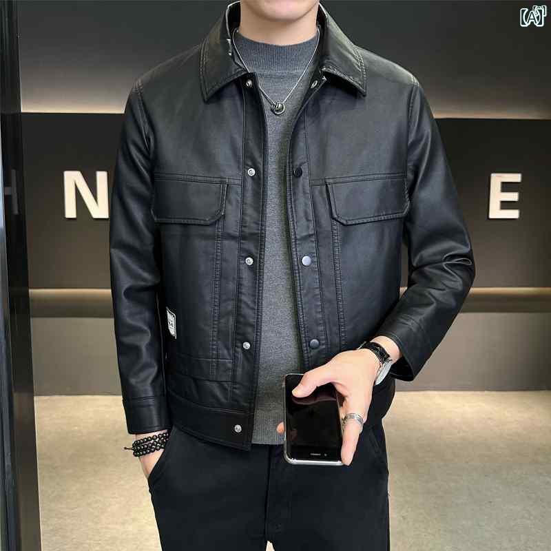 メンズ　ファッション　韓国ファッション　オシャレ　カジュアル　男性用　大歳 レザージャケット 男性用 秋 カジュアル 服 メンズジャケット 15,747円