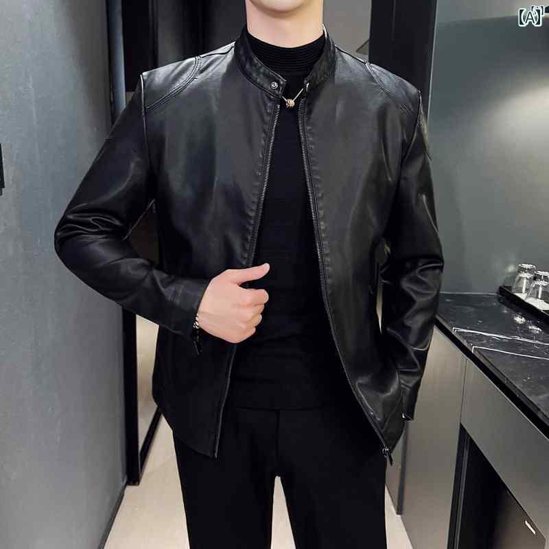 メンズ　ファッション　韓国ファッション　オシャレ　カジュアル　男性用　大歳 スタンドカラー レザージャケット メンズ 秋冬 ファッション 快適 防風 アメリカン モーター サイクル ジャケット トップス