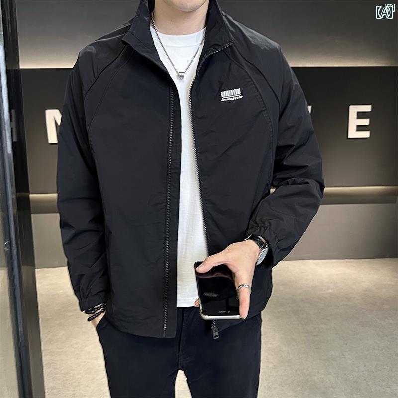 メンズ　ファッション　韓国ファッション　オシャレ　カジュアル　男性用　大歳 スタンドカラー カジュアル ジャケット メンズ 春秋 高級 ファッション シンプル 快適 スポーツ 製
