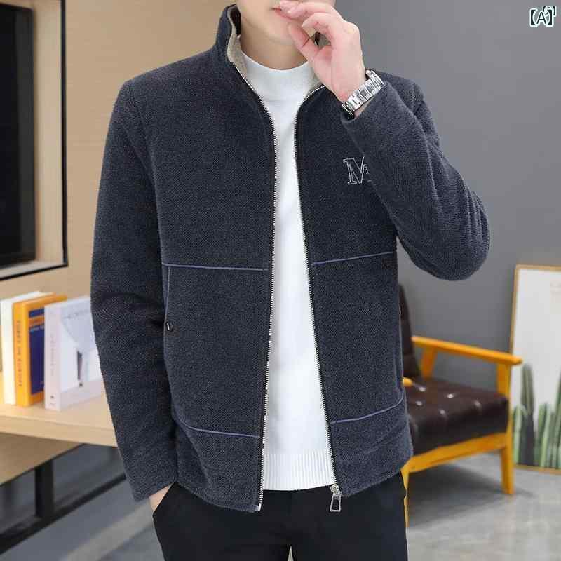 メンズ　ファッション　韓国ファッション　オシャレ　カジュアル　男性用　大歳 スタンドカラー 高級 ウール ジャケット メンズ 秋冬 厚手 カジュアル ショート コート