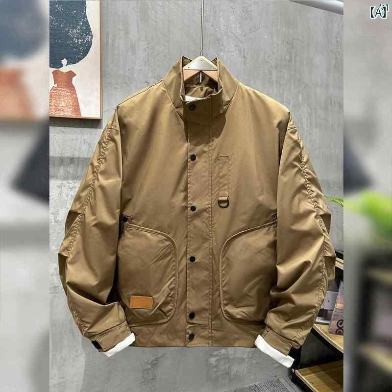 メンズ　ファッション　韓国ファッション　オシャレ　カジュアル　男性用　大歳 完全 ハイエンド 春秋 メンズトップス イン ワークウェア アウター カラー ジャケット メンズファッション 男性