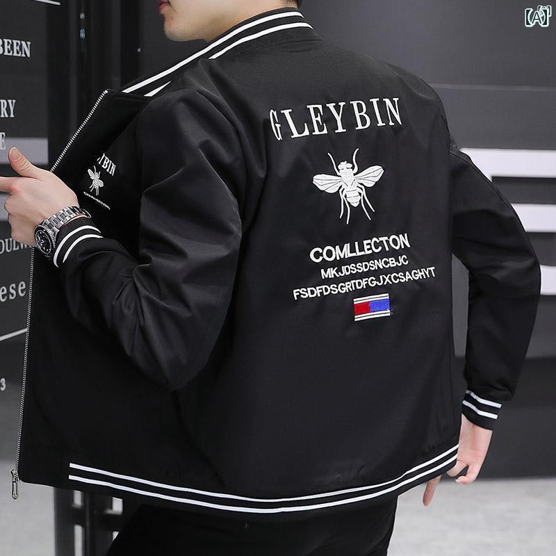 メンズ　ファッション　韓国ファッション　オシャレ　カジュアル　男性用　大歳 春秋 ジャケット スタンドカラー 韓国 カジュアル 文字 刺繍 プリント ハイエンド 男性用