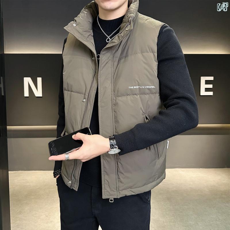 メンズ　ファッション　韓国ファッション　オシャレ　カジュアル　男性用　大歳 スタンドカラー ダウン ベスト ジャケット メンズ 秋冬 アメリカン レトロ ハイエンド ファッション 快適 トップス
