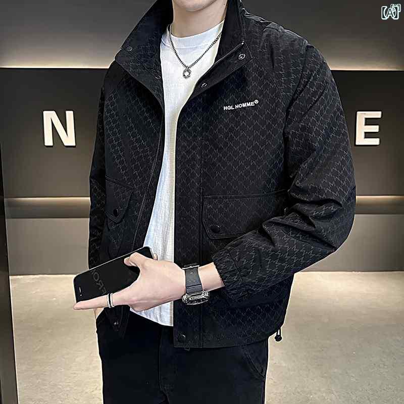 メンズ　ファッション　韓国ファッション　オシャレ　カジュアル　男性用　大歳 スタンドカラー チェック柄 ジャケット メンズ 春秋 高級 カジュアル 快適 トップス 13,529円