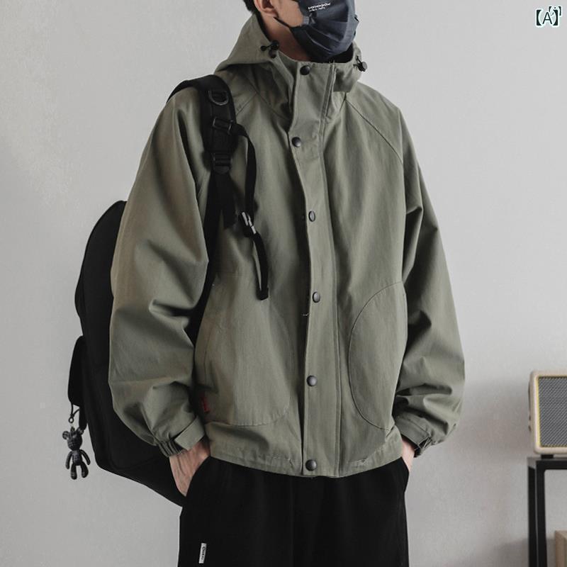 メンズ　ファッション　韓国ファッション　オシャレ　カジュアル　男性用　大歳 秋冬 メンズ フード付き ワークジャケット カジュアル 14,561円