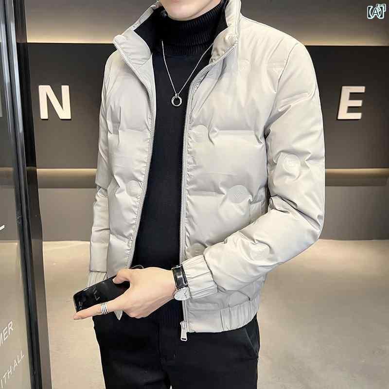 メンズ 流行り物 韓国流行り物 オシャレ 心地よい 成人男性用 大歳 冬 落ち込む 上衣 成人男性 メンズ流行り物 生あたたかい 照明ランプ色合い ホワイトダックダウン 朦朦たる メンズファッション-コート・ジャケット