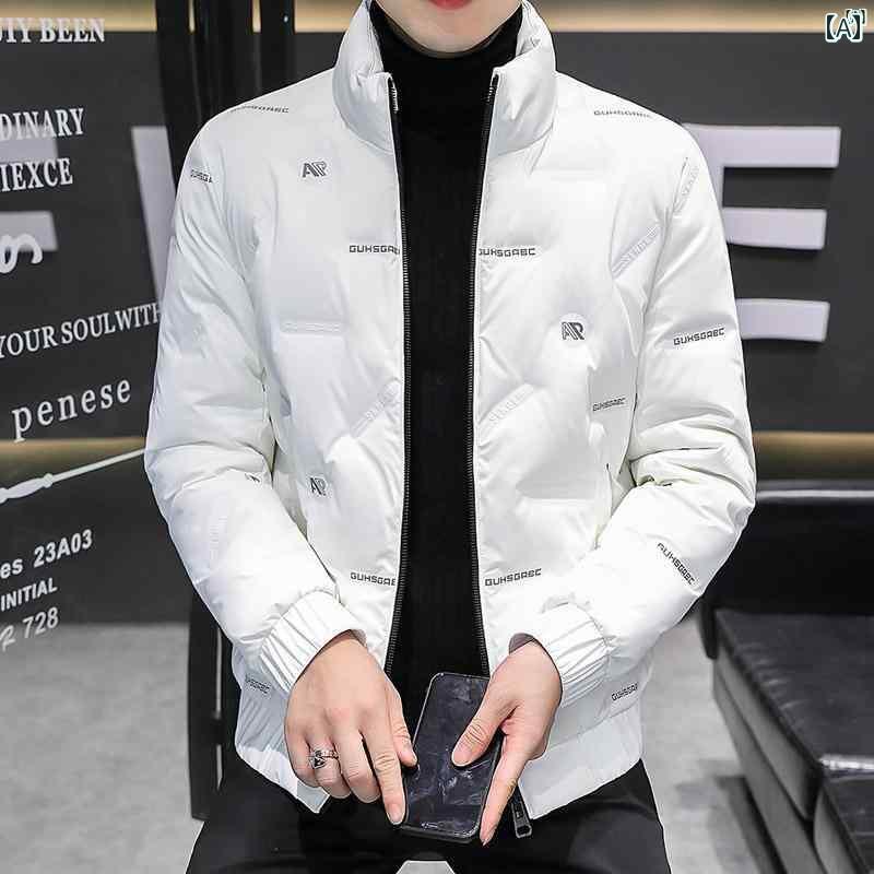 メンズ　ファッション　韓国ファッション　オシャレ　カジュアル　男性用　大歳 ファッション ライト 高級 ホワイト 薄手 ダウン ジャケット メンズショート 冬 メンズ 厚く 暖かい スタンドカラー