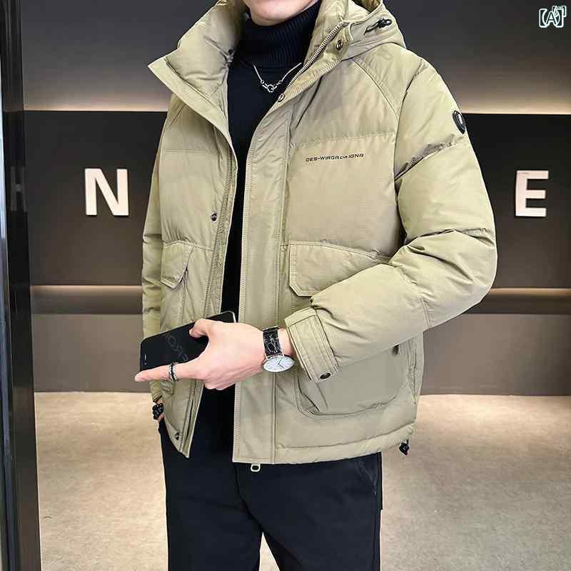 メンズ　ファッション　韓国ファッション　オシャレ　カジュアル　男性用　大歳 冬 ダウン ジャケット メンズ フード付き カジュアル 無地 ダック