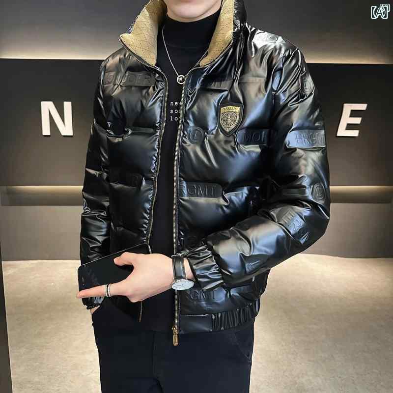 メンズ　ファッション　韓国ファッション　オシャレ　カジュアル　男性用　大歳 ライト ダウン ジャケット メンズショート 冬 スタンドカラー プリント メンズ 厚手