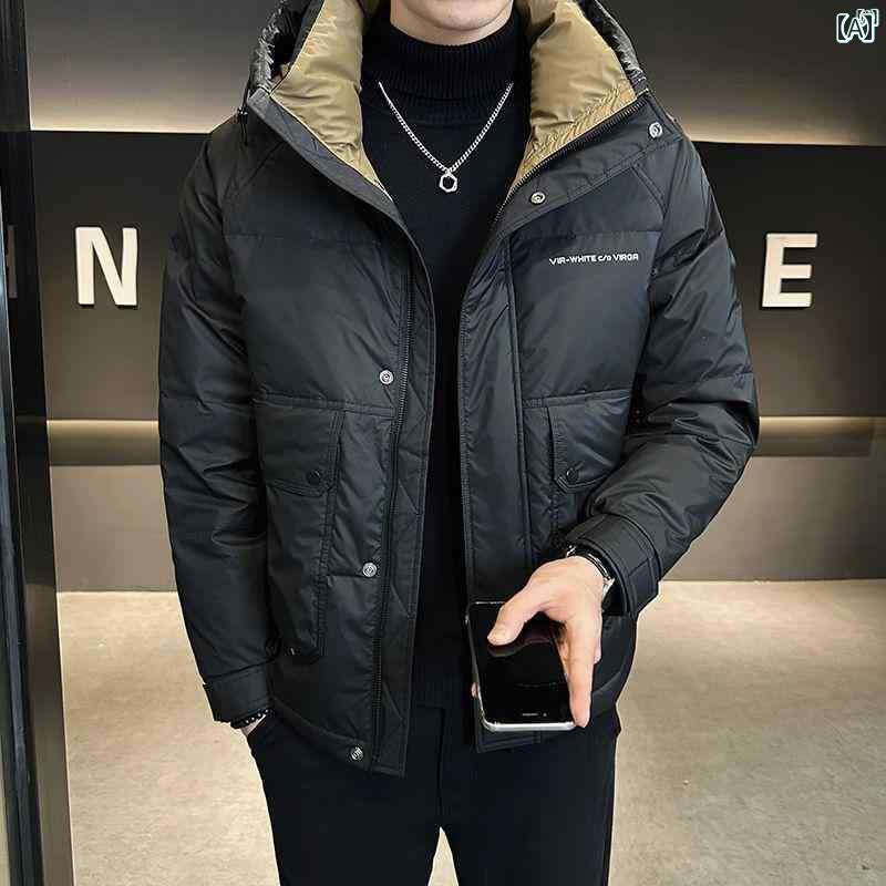 メンズ　ファッション　韓国ファッション　オシャレ　カジュアル　男性用　大歳 フード付き ダウン ジャケット 冬 メンズカジュアル 暖かい メンズ 高級 紳士服 17,315円