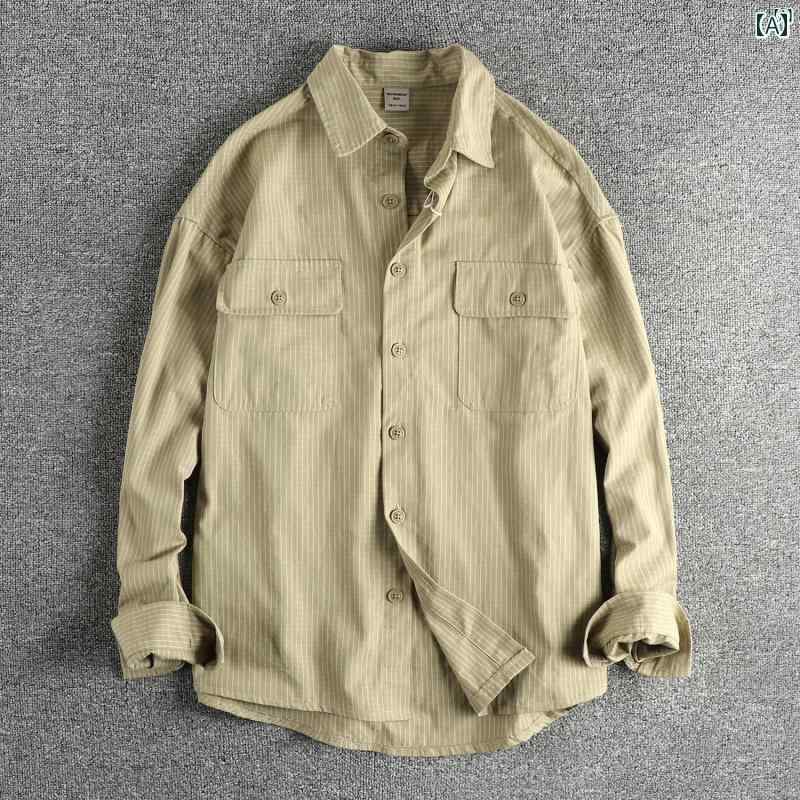 メンズ　メンズファッション　ファッション　男性用　オシャレ 秋新 先 染め チェック柄 生地 長袖 シャツ メンズ ストリート ワークシャツ 薄手 ジャケット