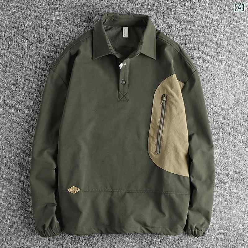 メンズ　メンズファッション　ファッション　男性用　オシャレ スプライシング マウンテン 機能的 メンズ ポロシャツ 秋 アメカジ 長袖 トップス