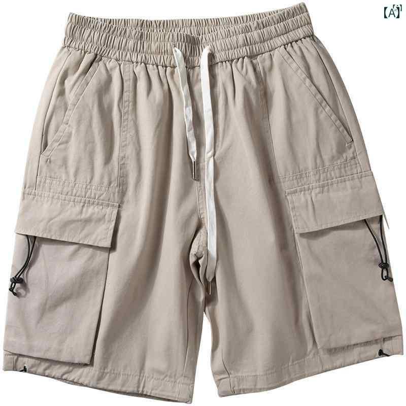 メンズ　ファッション　男性用　カジュアル　オシャレ カーゴ ショーツ メンズ 夏 薄手 コットン ストレート カジュアル ミッド パンツ レトロ 機能 ズボン