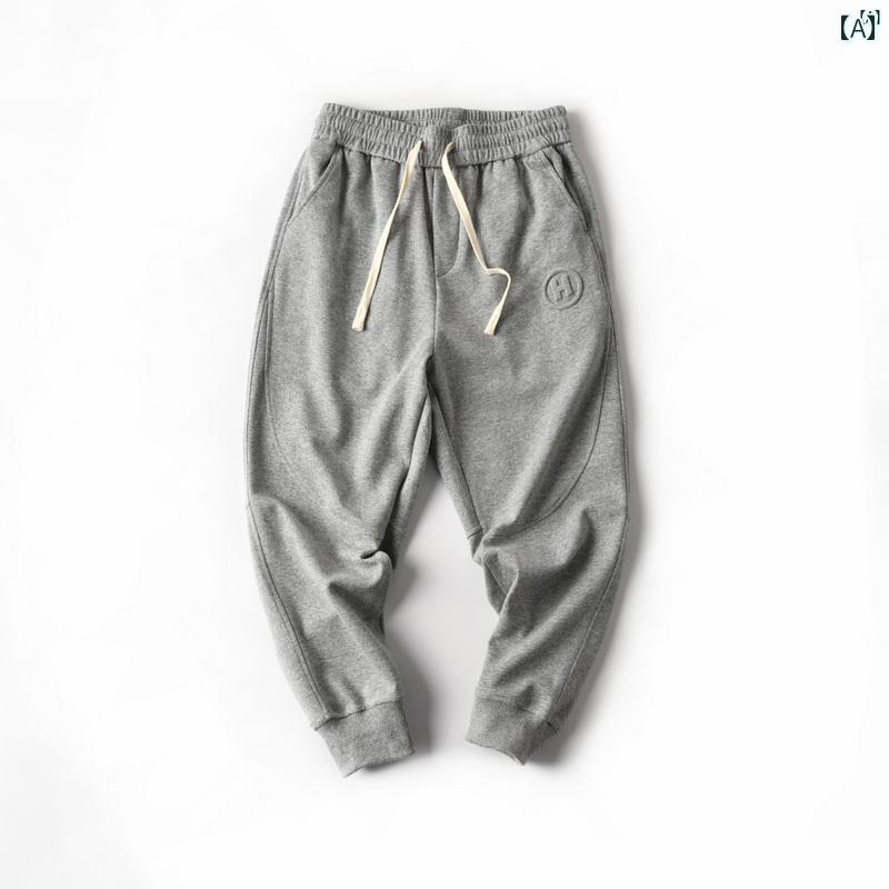メンズ　男性　メンズファッション　オシャレ　カジュアル シングル 立体 裁断 H プレス プリント 汎用性 脚 フィット スポーツ カジュアル メンズ スウェット パンツ 春 0735