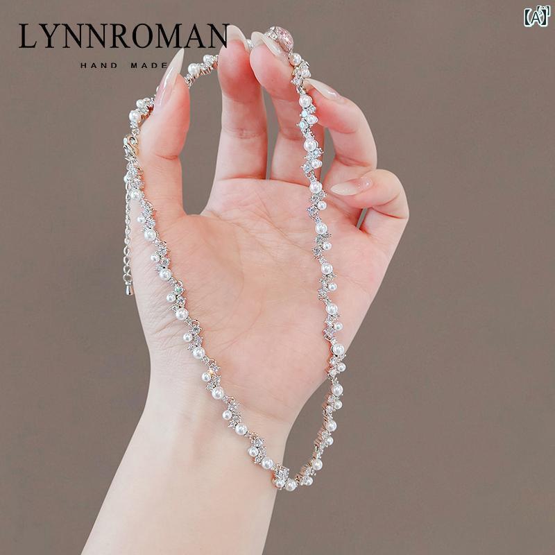 レディース 付属品 小物 可愛らしい 好いたらしい 流行り物 オシャレ LYNNROMAN 冷やりとした パール ジルコン 首飾り レディース ハイエンド 鎖骨 チェーン店