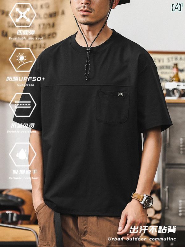 メンズ　カジュアル　男性　オシャレ 夏用 シワ 防止 速乾 Tシャツ 薄手 通気性 カジュアル スポーツ 半袖 トップス アメリカ ファッション メンズ