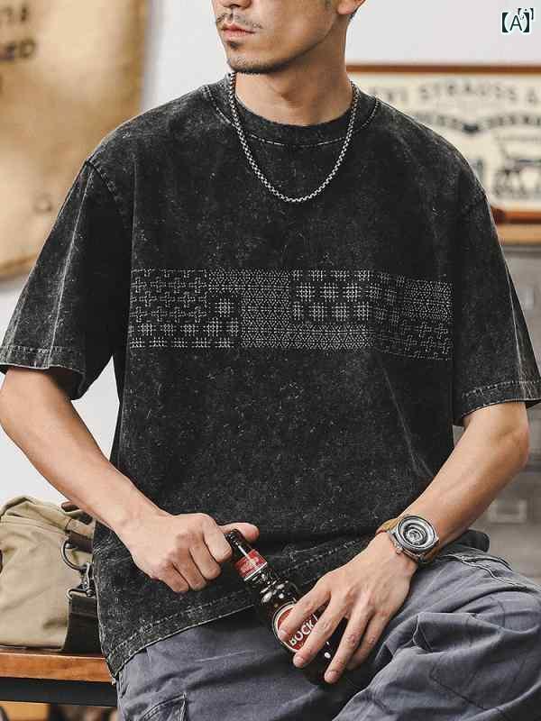 メンズ カジュアル 男性 オシャレ アメリカ ヘビーウェイト メンズ Tシャツ 半袖 夏 カジュアル プリントコットン
