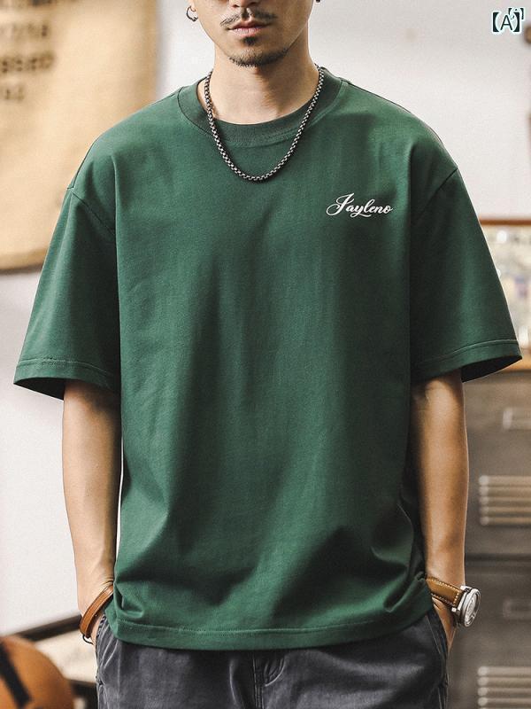 メンズ　カジュアル　男性　オシャレ ジェイ レノ アメリカ コットン t シャツ メンズ 半袖 夏 ファッション 通気性 トップ メンズカジュアル