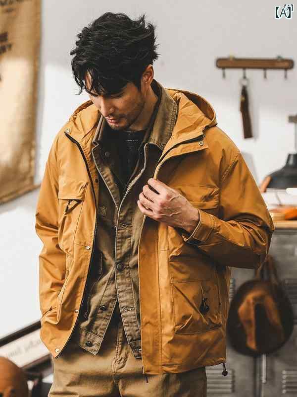 メンズ 心地よい 成人男性 オシャレ 年月 成人男性用 アメリカン レトロ 細工物お召しもの 上衣 コーチ職 アウトドア