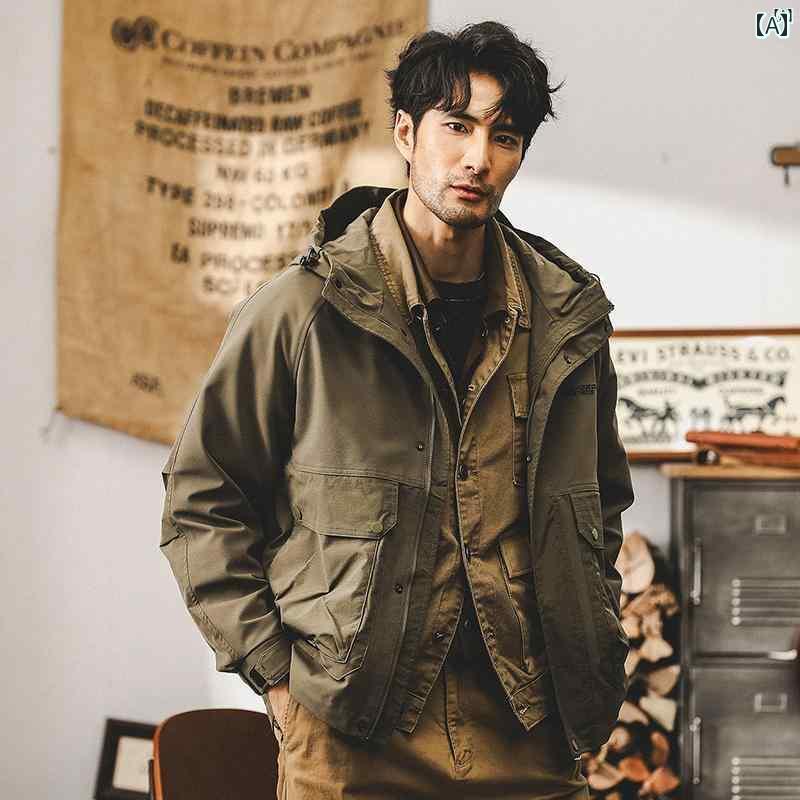 メンズ 心地よい 成人男性 オシャレ 成人男性用 アメリカン レトロ 細工物お召しもの 上衣 年月 牟礼 アウトドア 役立つこと 雨合羽 狩猟上衣