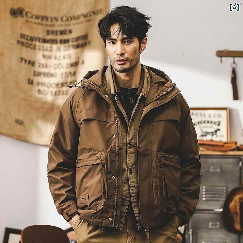 メンズ　カジュアル　男性　オシャレ 春秋 男性用 アメリカン レトロ ワークウェア ジャケット たり マウンテン アウトドア 通勤