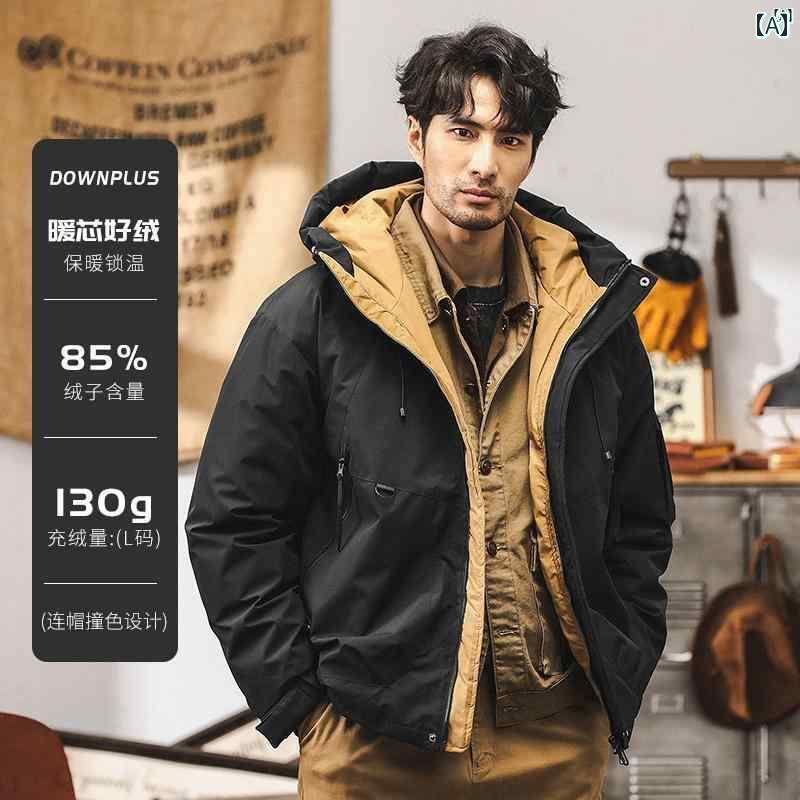 メンズ　カジュアル　男性　オシャレ アメリカン レトロ マウンテン 冬用 厚手 ダウン ジャケット 防寒性 暖かい 男性用 秋冬 機能性 ワークウェア
