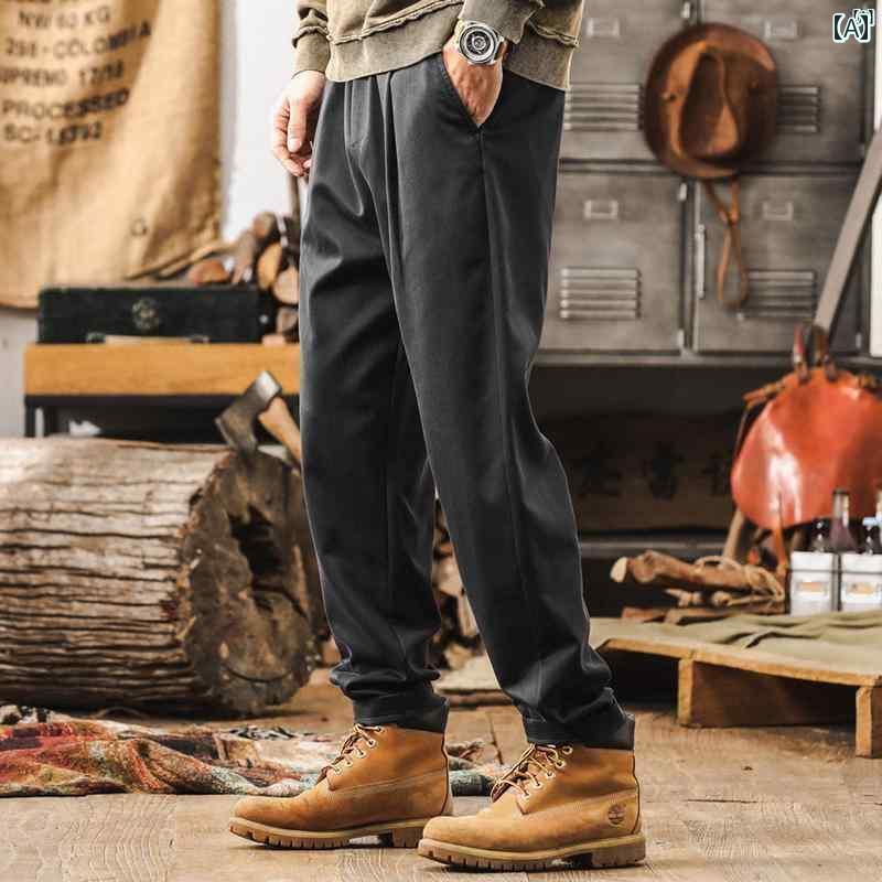 メンズ　カジュアル　男性　オシャレ アメリカン レトロ ライト ビジネス 通勤 カジュアル パンツ 秋 シンプル 快適