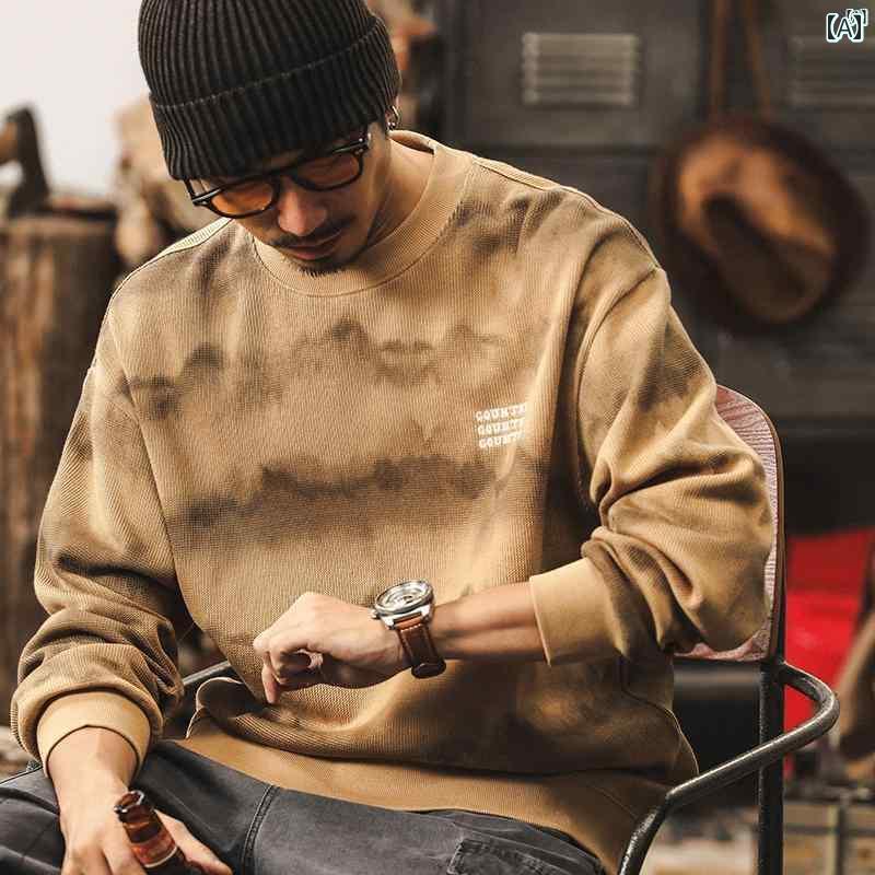 メンズ　カジュアル　男性　オシャレ アメリカン レトロ 350 グラム ヘビーウェイト 波状 スウェットシャツ 秋 刺繍 カジュアル ジャケット 冬