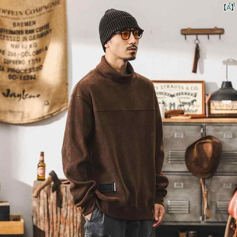 メンズ　カジュアル　男性　オシャレ 冬 男性用 アメリカン ヘビーウェイト スウェットシャツ 秋 ハイネック レトロ 大きいサイズ カジュアル シェニール プラッシュ ジャケット