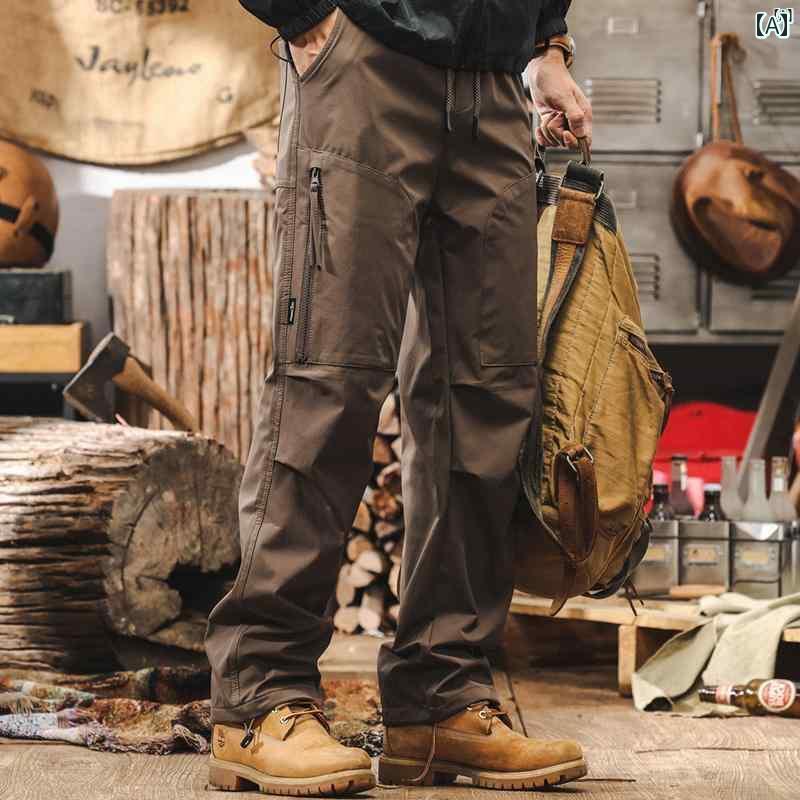 メンズ カジュアル 男性 オシャレ アメリカン レトロ カーゴパンツ メンズ ストレート 屋外 機能 空挺 パンツ 男性 秋 カジュアル ズボン