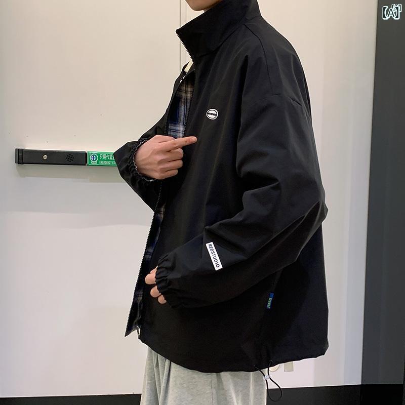メンズ　ファッショオン　オシャレ　カジュアル　男性 春秋 ジャケット 大きいサイズ イン チェック柄 ワークウェア トップ