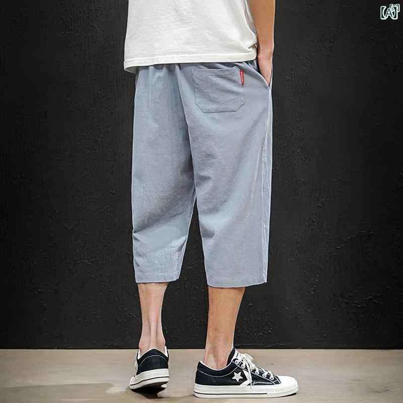 メンズ　ファッショオン　オシャレ　カジュアル　男性 クロップドパンツ 大きいサイズ パンツ 中華風 ワイド レッグ ショーツたり ストレート 薄手 クォーター 夏