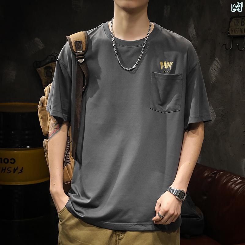 メンズ　ファッショオン　オシャレ　カジュアル　男性 アメリカン ラウンドネック 半袖 Tシャツ たり 大きいサイズ プリント 夏 ブラック 快適 シャツ