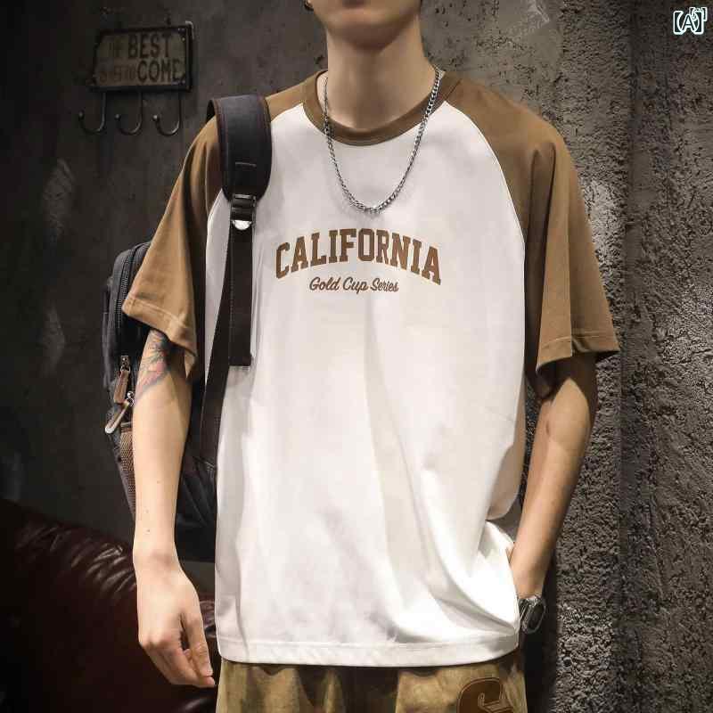 メンズ ファッショオン オシャレ カジュアル 男性 夏 ボーイズ 半袖 Tシャツ 大きいサイズ アメリカン ファッション  ラグラン