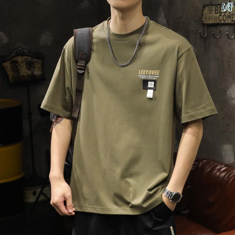 メンズ　ファッショオン　オシャレ　カジュアル　男性 ファッション 半袖 夏 プリント Tシャツ ラウンドネック トップ アメリカ コットン