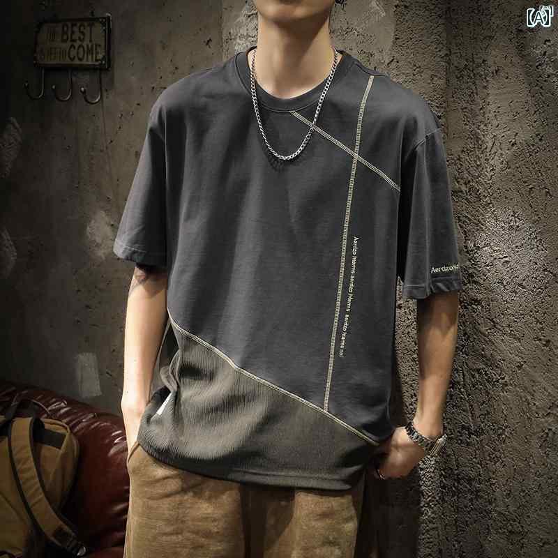 メンズ　ファッショオン　オシャレ　カジュアル　男性 夏用 高級 ステーション 半袖 Tシャツ たり 大きいサイズメンズ ラウンドネック コットン