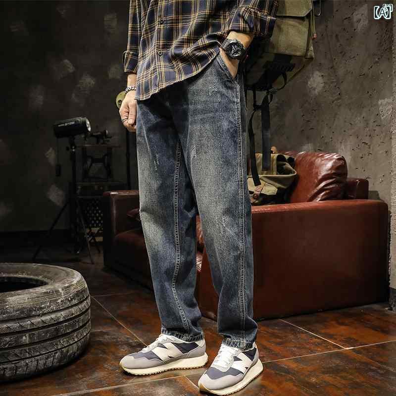 メンズ　ファッショオン　オシャレ　カジュアル　男性 和装 メンズジーンズ ストレート 秋冬 ベルベット レトロ ウォッシュ ダッド パンツ